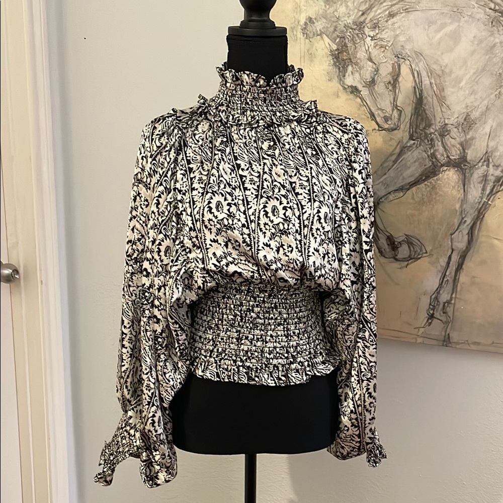 Elliatt Black and White Animal Print Blouse
